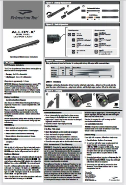 Princeton Tec Alloy-X -Outdoor Camping Store tec full page instructions